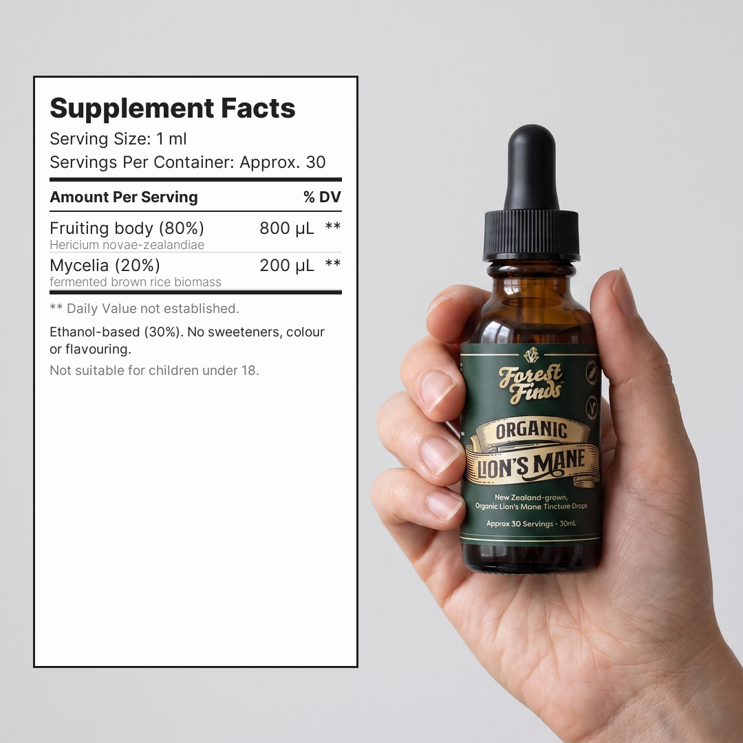Lion’s Mane tincture supplement facts panel