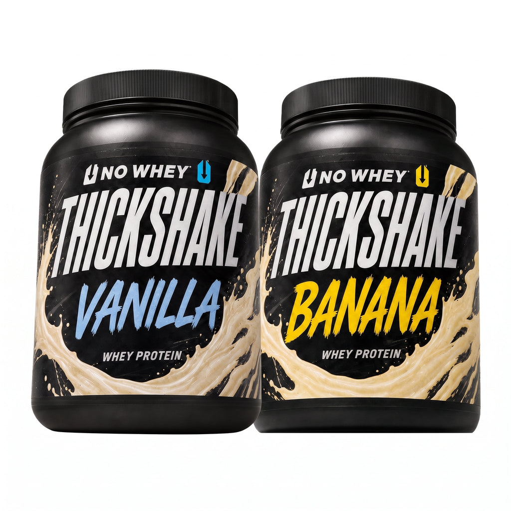 NoWhey Thickshake Vanilla + Banana tub pair