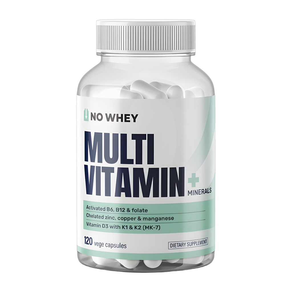 NoWhey Multivitamin + Minerals bottle, 120 vege capsules
